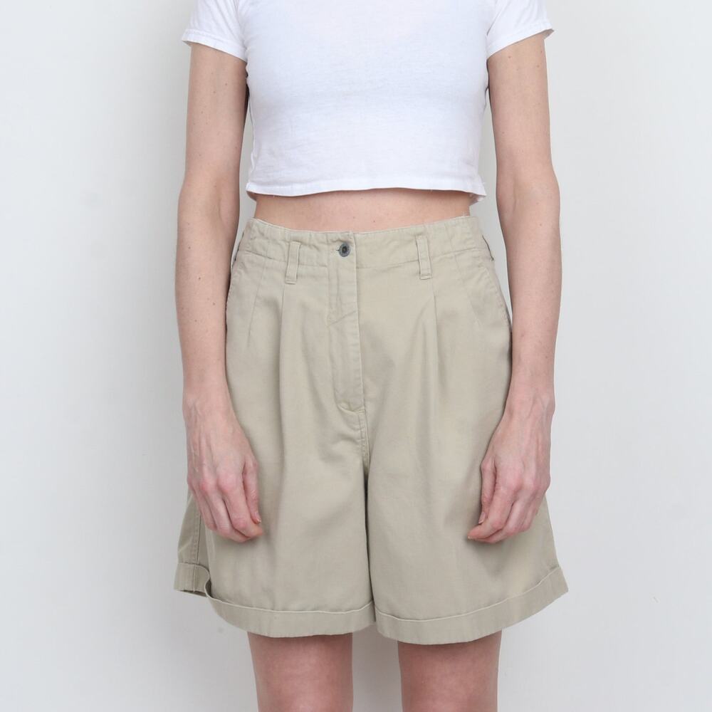 Vintage 90s The Limited Pleated Cotton Long Khaki Shorts M